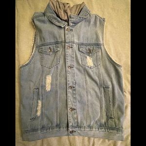 Rude denim cutoff jacket with removable hood NBW